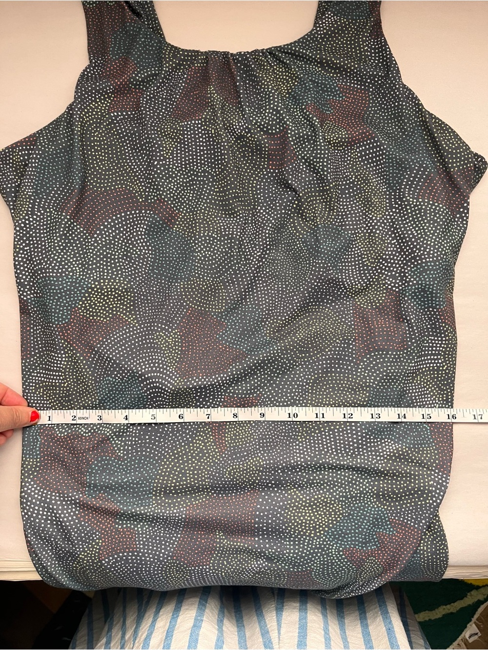 Prana Skypath Midi Dress in Grey and Mauve Dot Print 1X - Picture 9 of 11